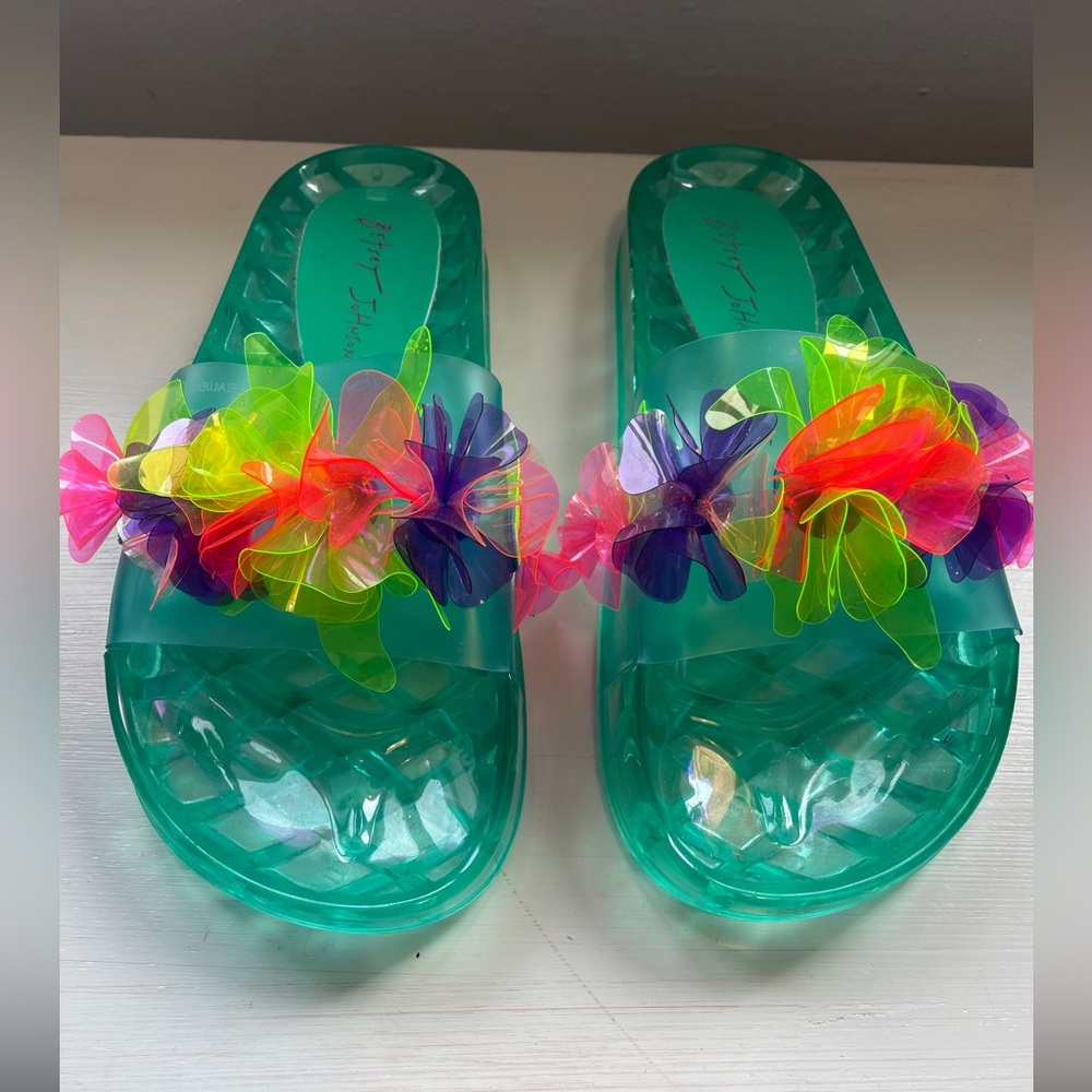 Betsey Johnson Colorful Floral Slide Sandals - Picture 2 of 7